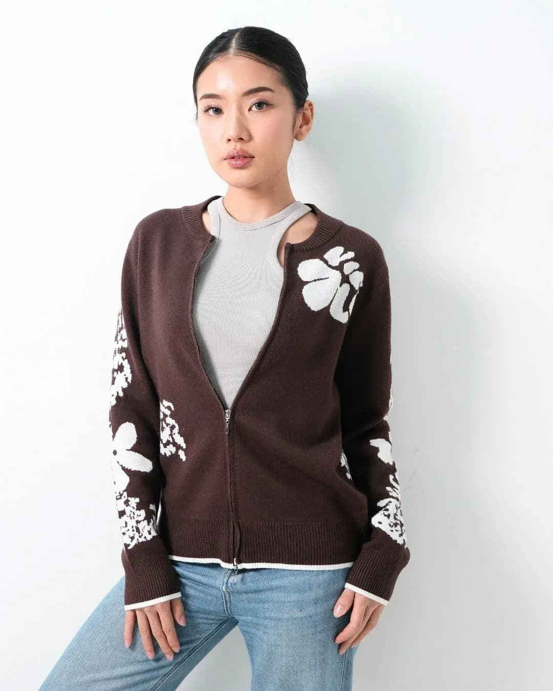 Tsamira Double Zipper Pattern Jacket