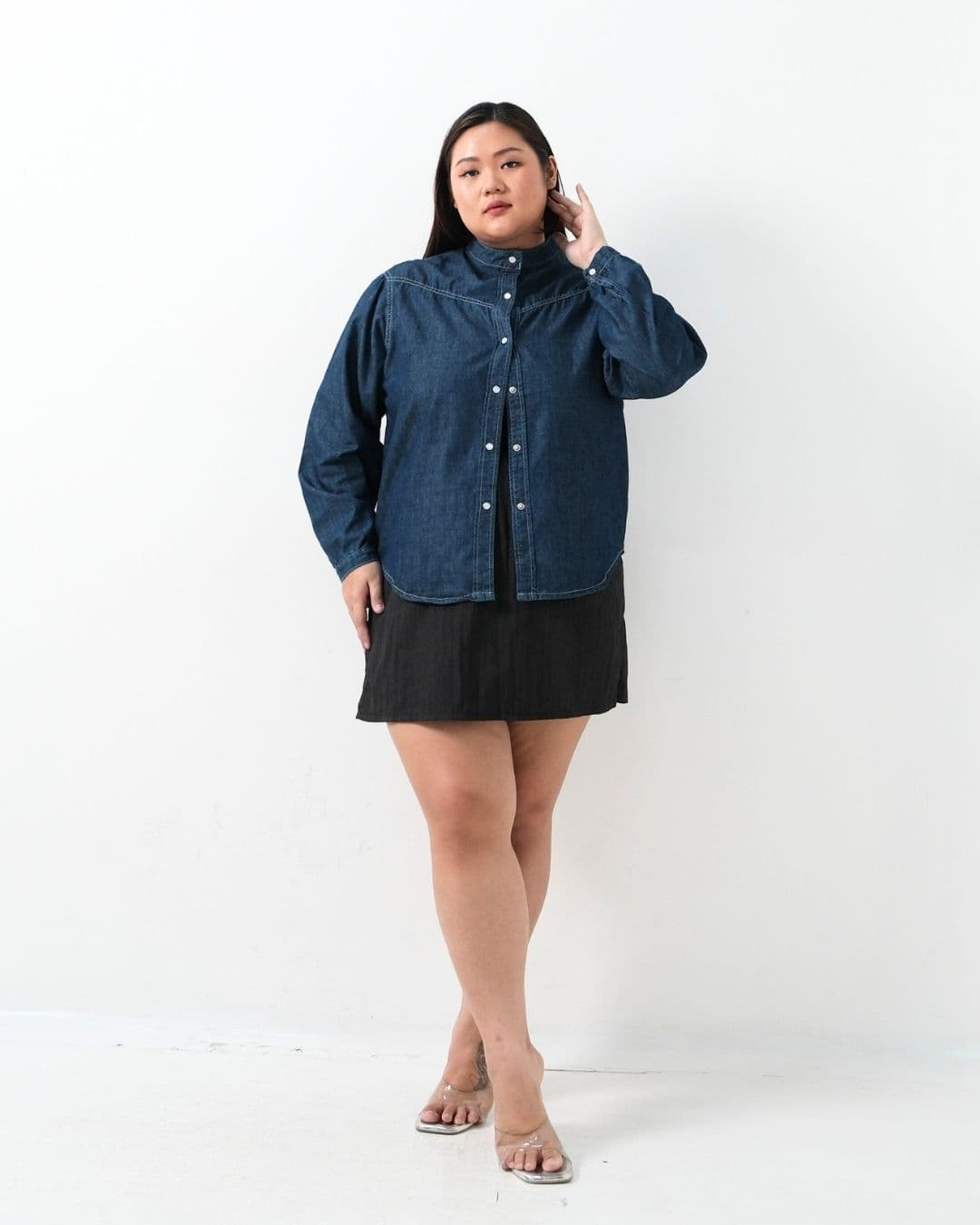 Naqila Round Neck Denim Shirt