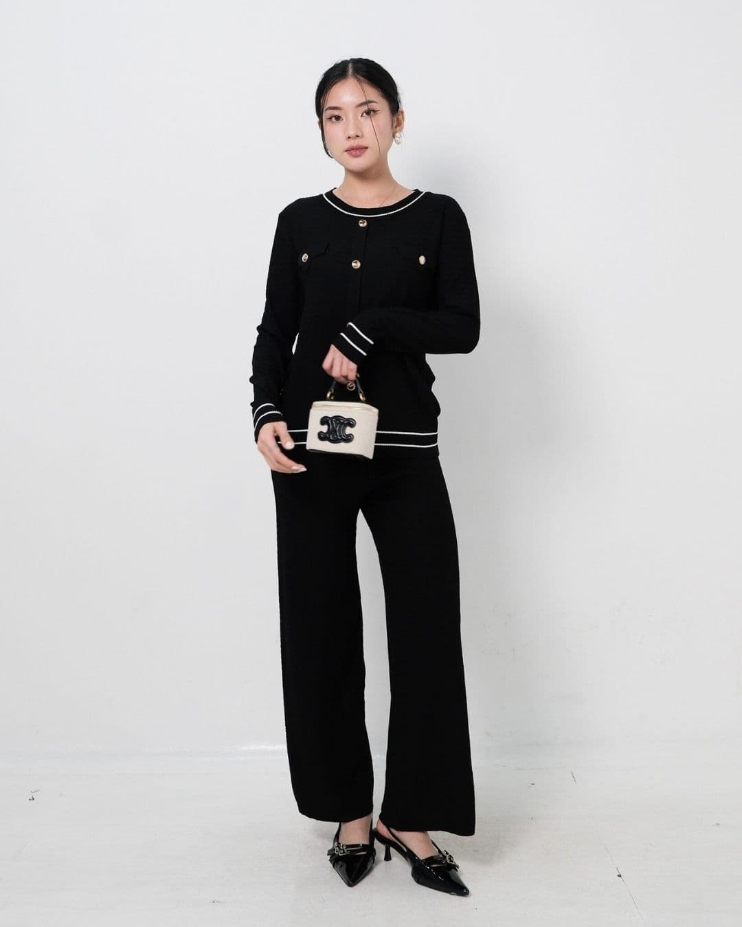 Samanta Classy O Neck Top Cullote Set