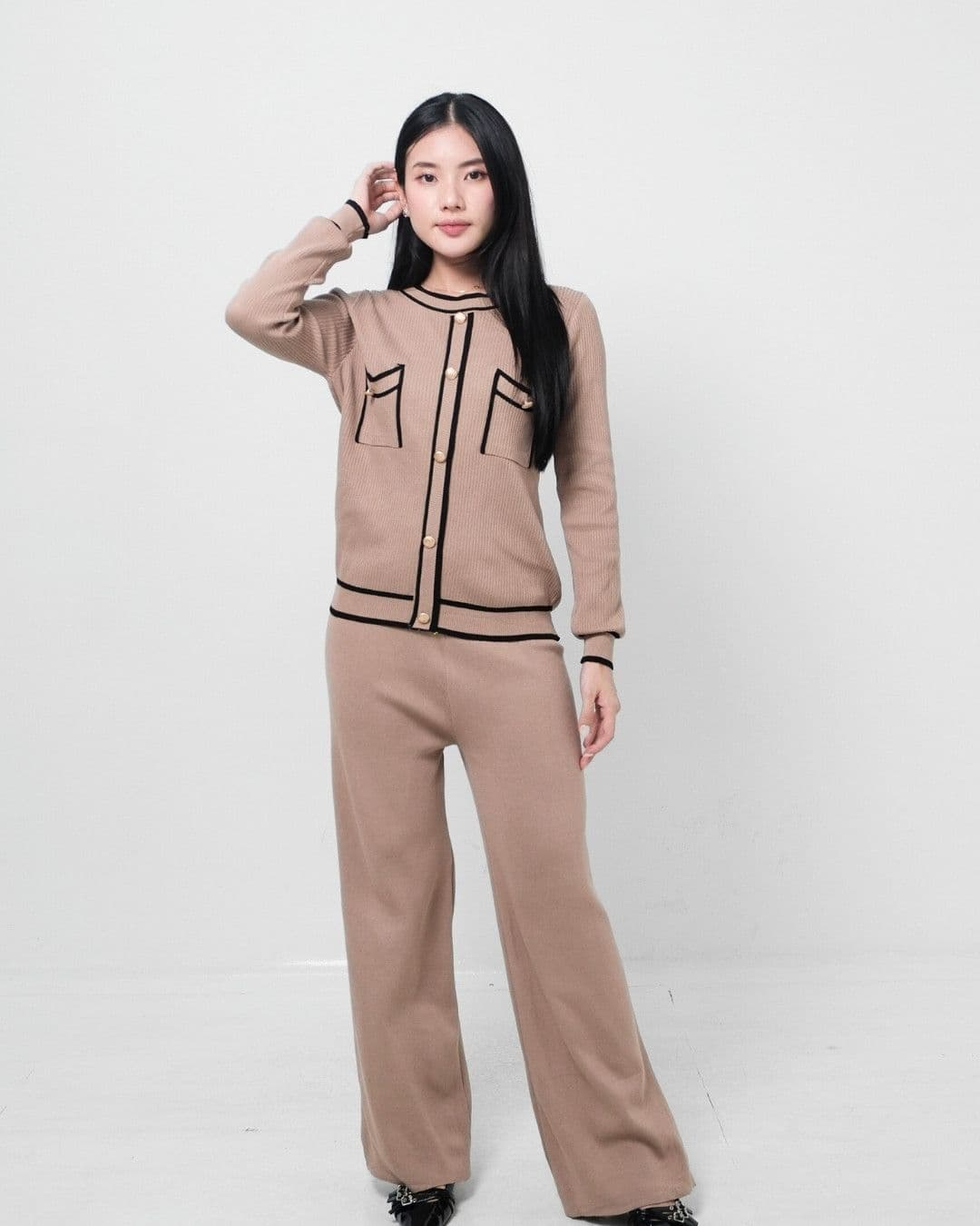 Rachella Classy O Neck Top Cullote Set