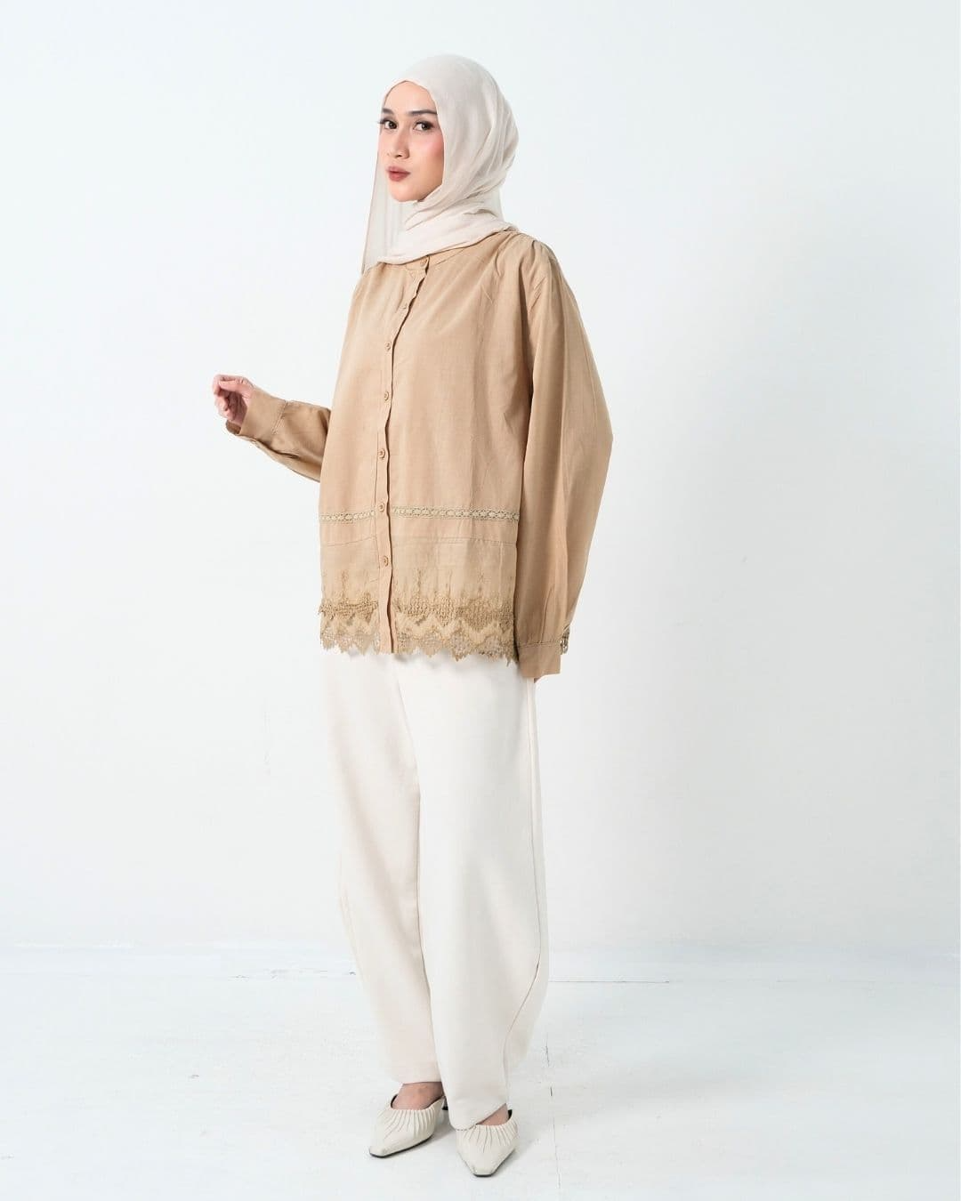 Zelisa Shanghai Neck Cotton Lace Top