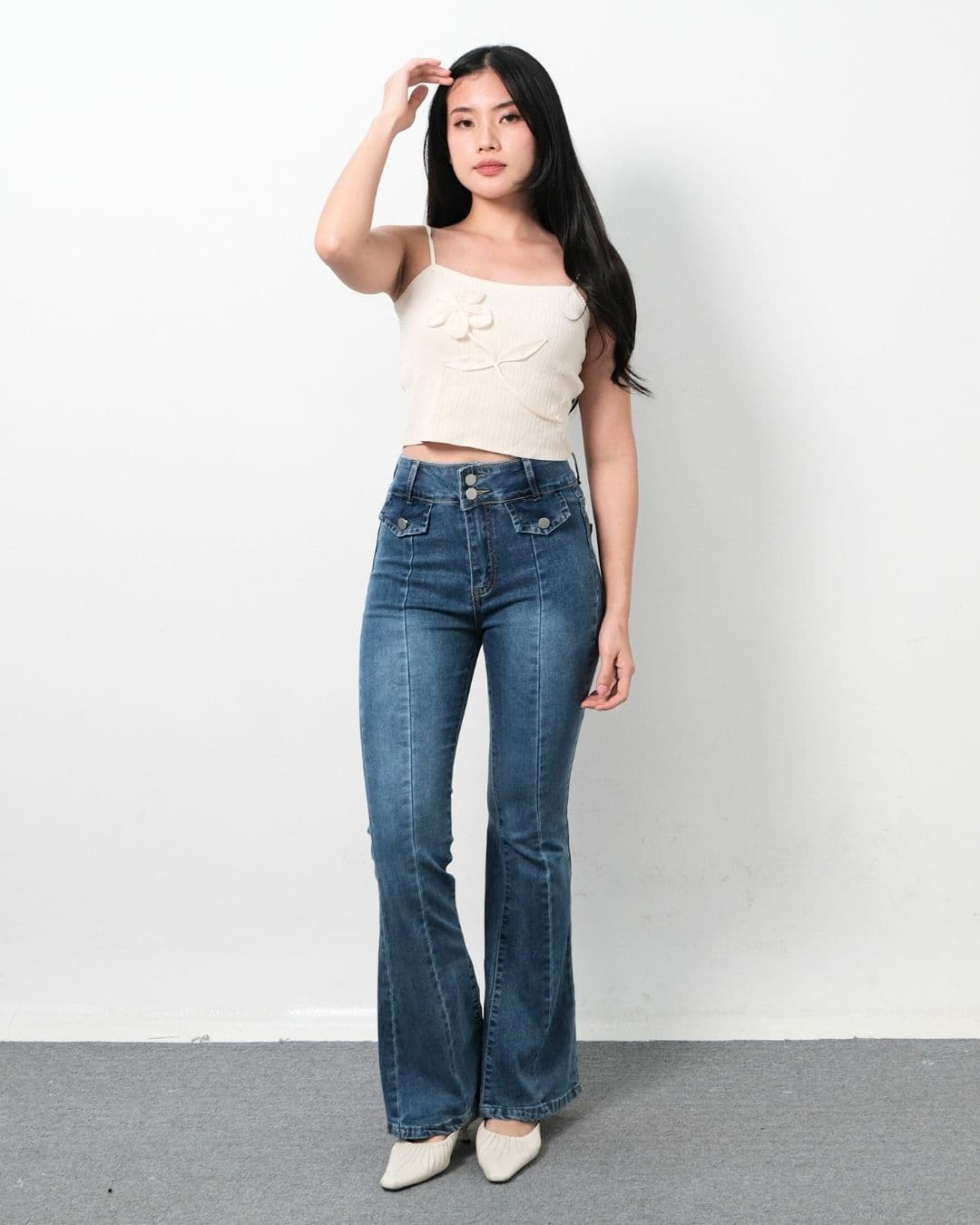 Hella Flaired Slit Denim Pants