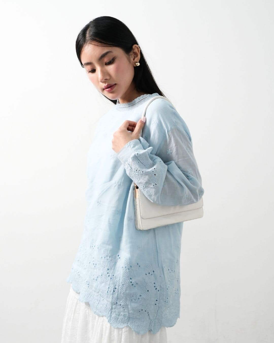 Teresia Cotton Lace O Neck Top