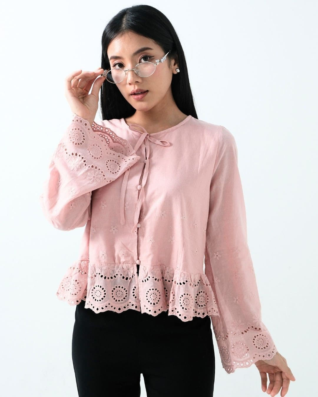 Hazera Bell Sleeve Cotton Lace Top