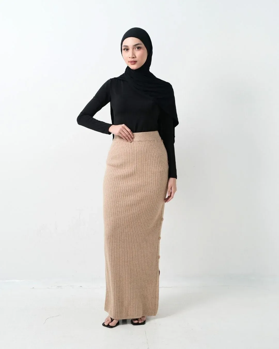 Imogen Long Bodycon Skirt With Buttons