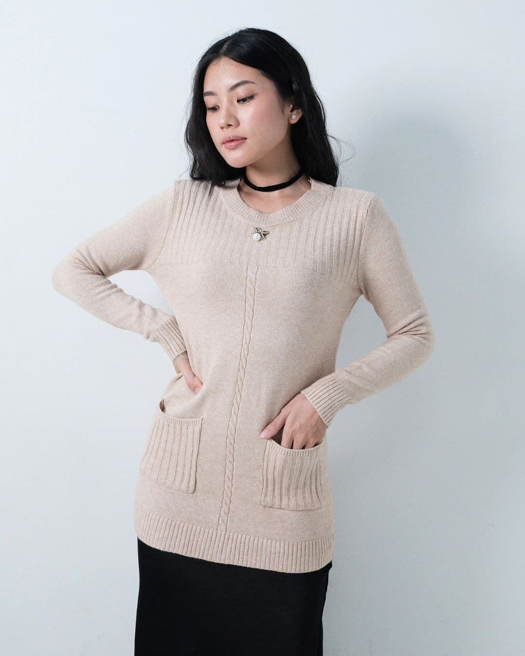 Aneli Long Sleeve Knit Top