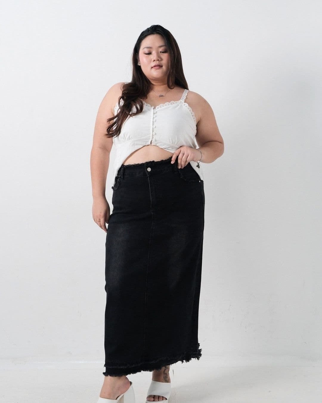 Delphia Long Denim Skirt