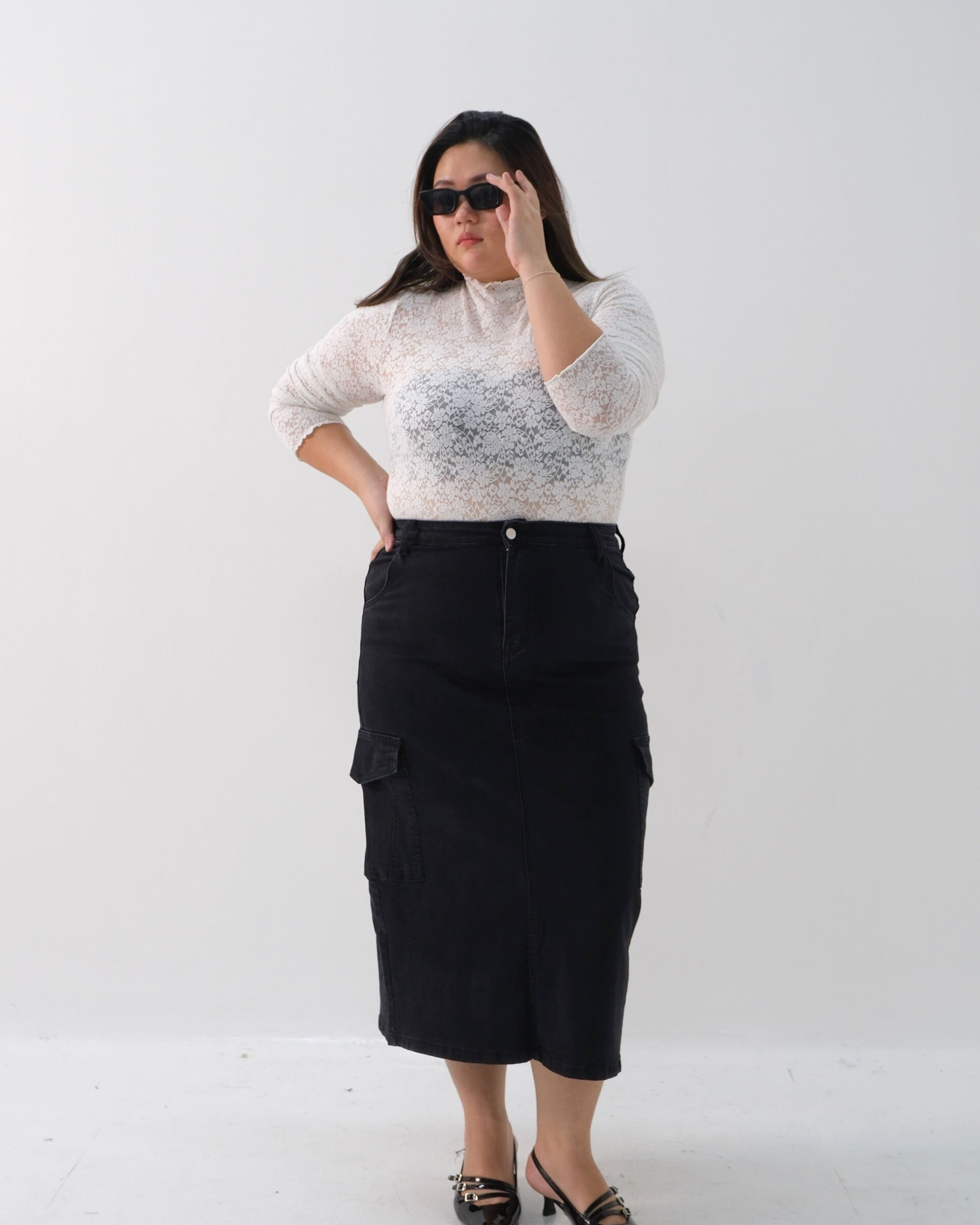 Bessie Maxi Cargo Denim Skirt