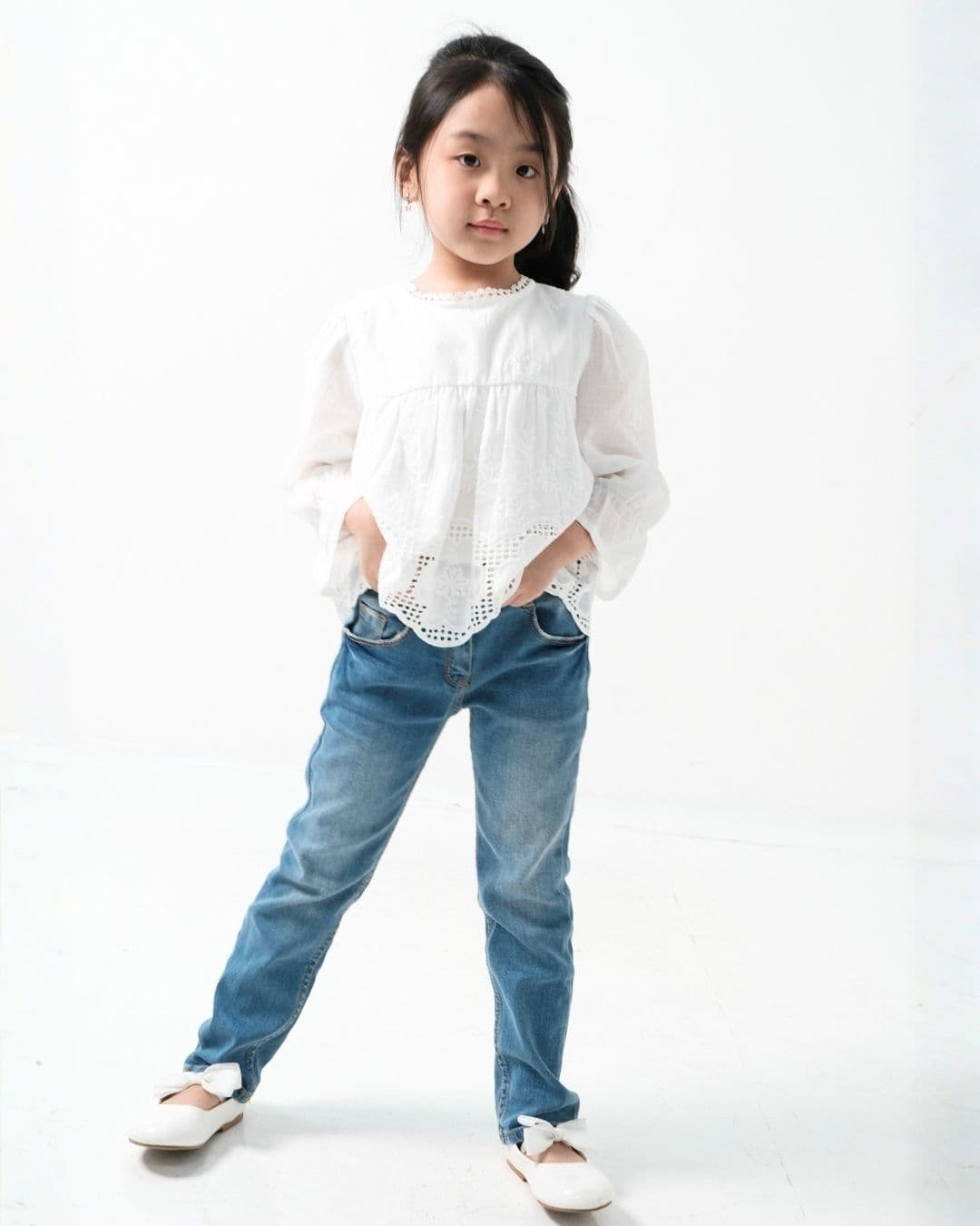 Ellira Cotton Lace Top Long Sleeve