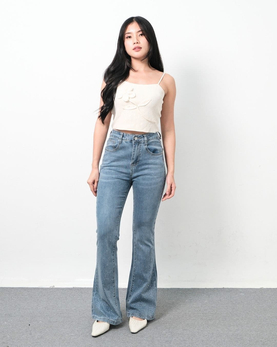Yella Flaired Denim Pants Swarovsky