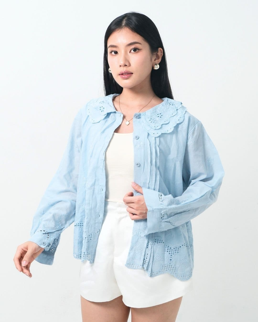 Lily Cotton Lace Collar Shirt