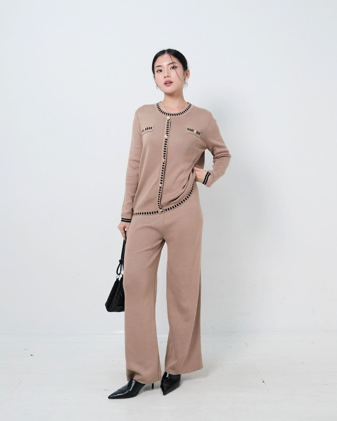 Chamille Classy O Neck Top Cullote Set