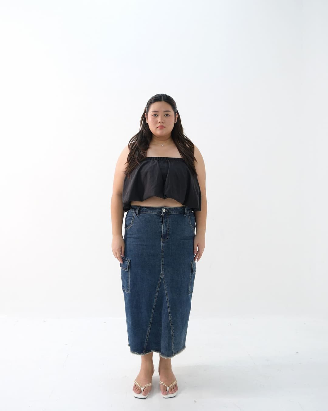 Valeria Maxi Cargo Denim Skirt