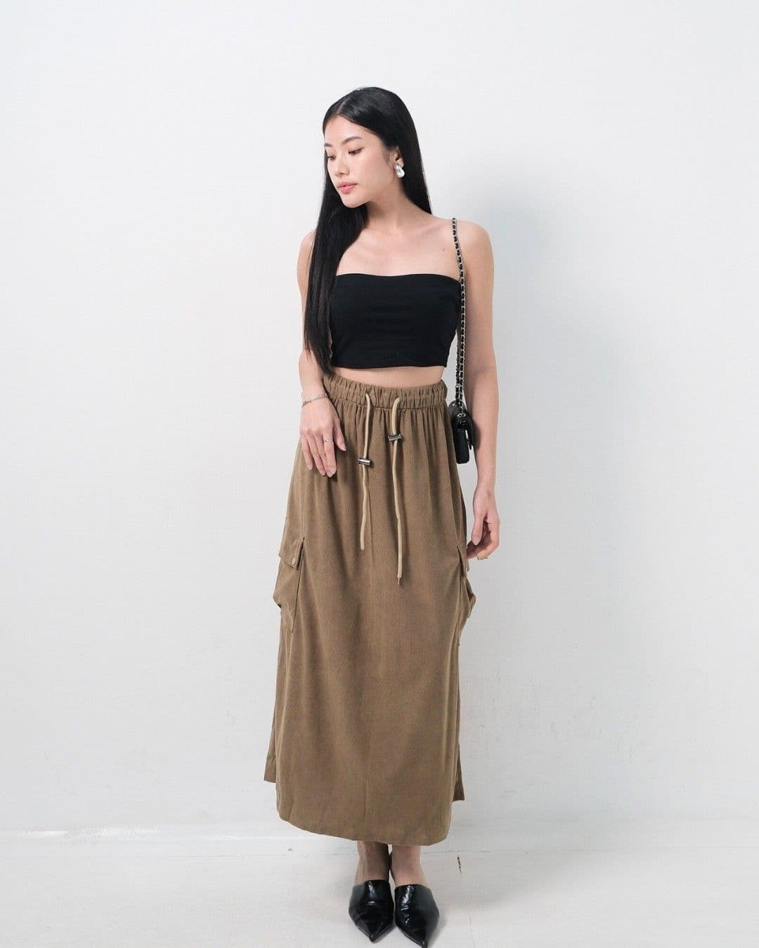Aveline Long Cargo Corduroy Skirt