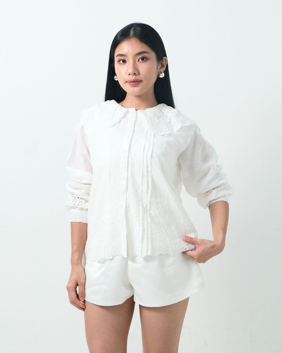 Rennia Cotton Lace Collar Shirt