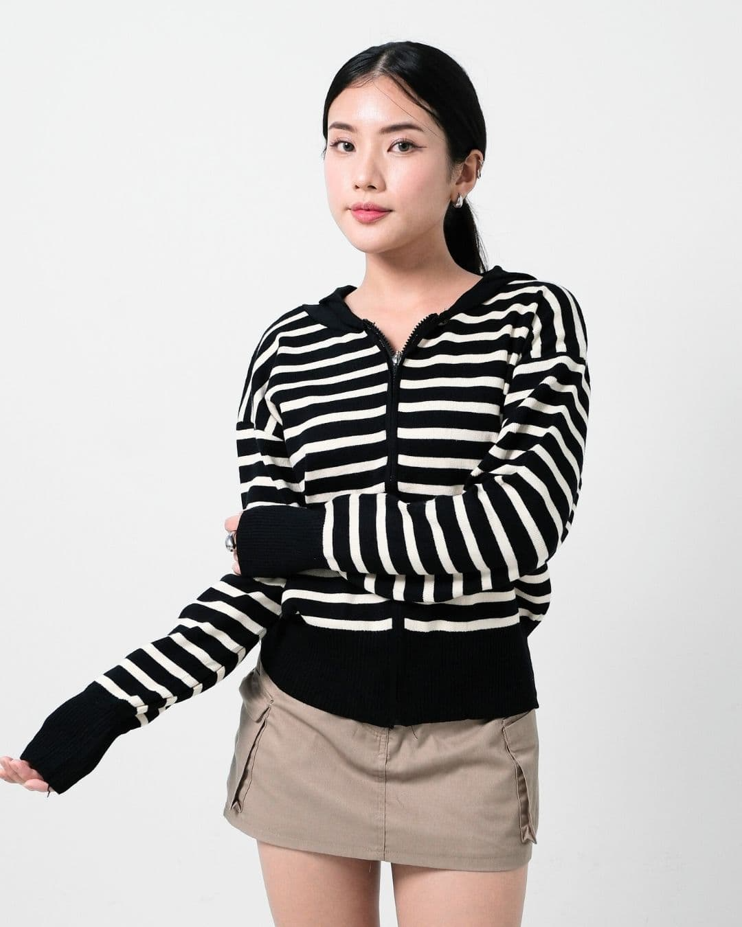 Vashara Stripe Hoodie Jacket