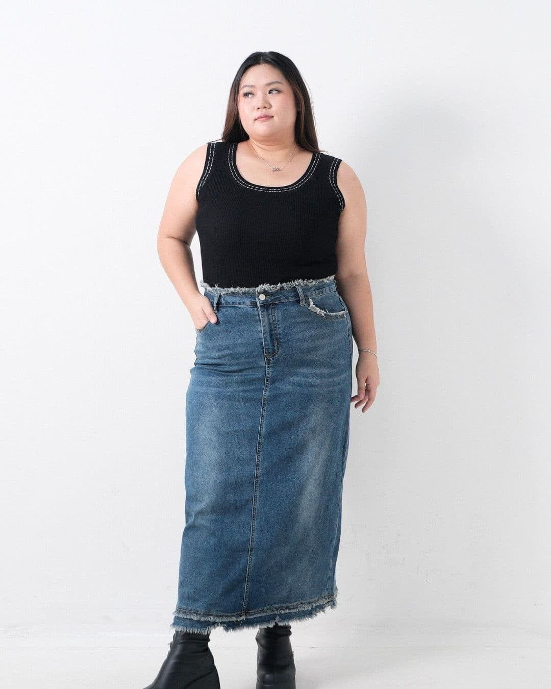 Glora Long Denim Skirt