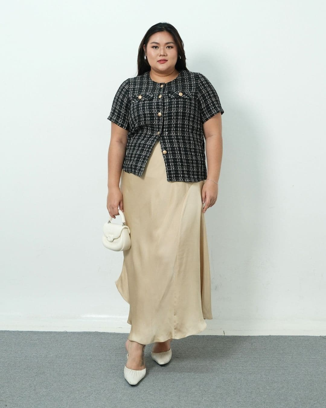 Marcie Short Sleeve Tweed Top