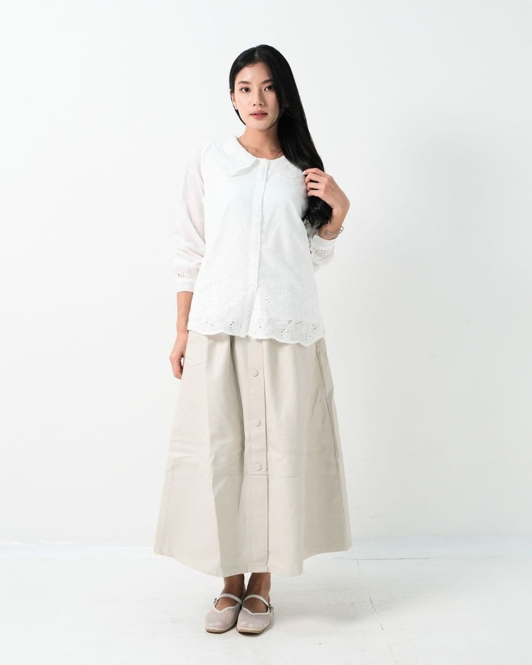 Checyl Cotton Lace Collar Shirt