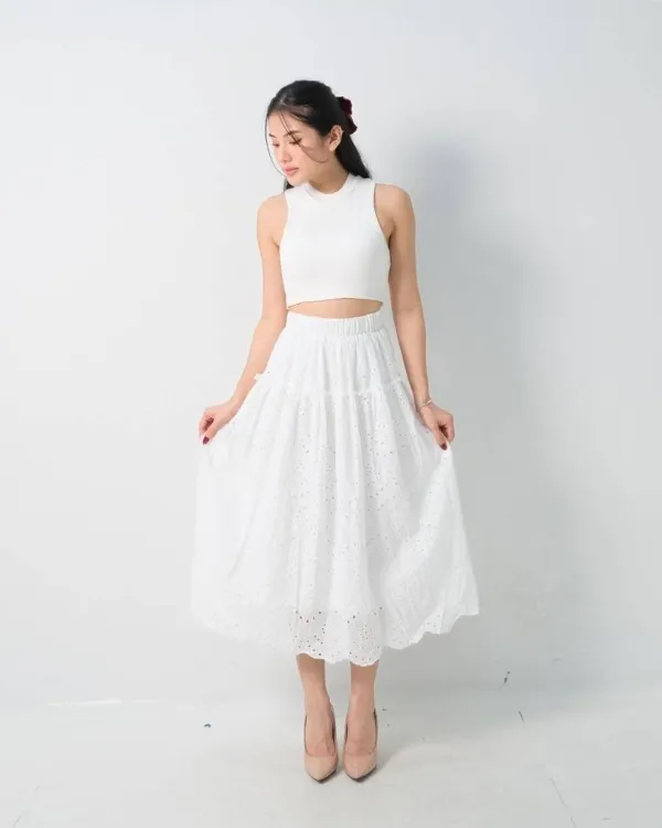 Kayla Midi Cotton Lace Skirt
