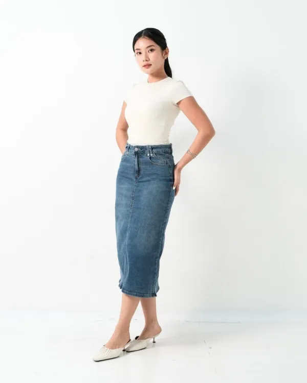 Dhea Maxi Denim Skirt
