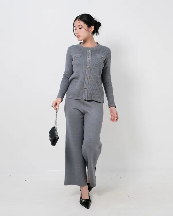 Ausha Texture O Neck Cullote Set