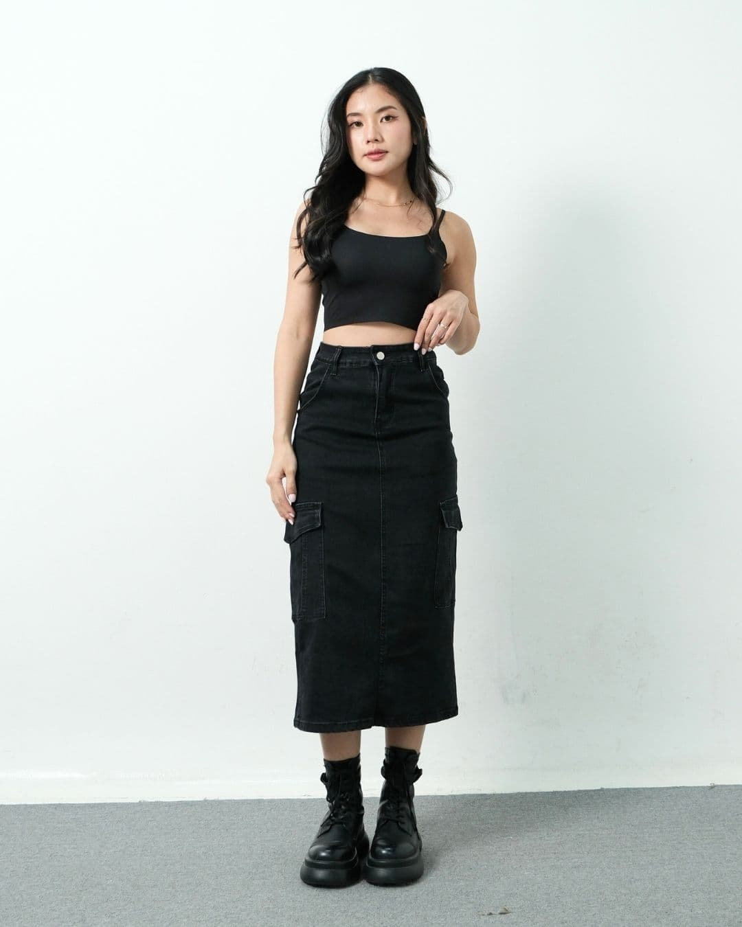 Bridget Maxi Cargo Denim Skirt