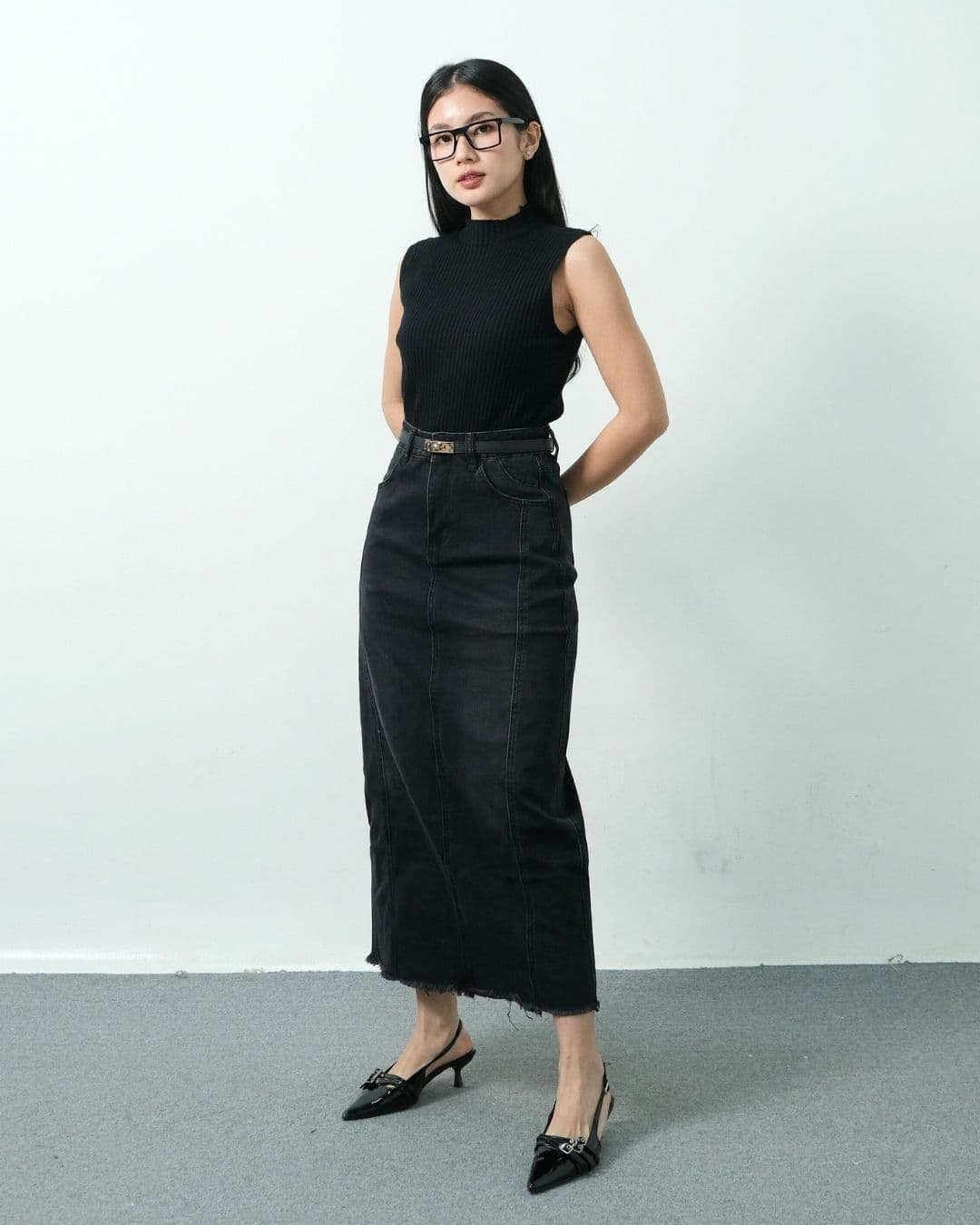 Ghenatte Long Denim Skirt