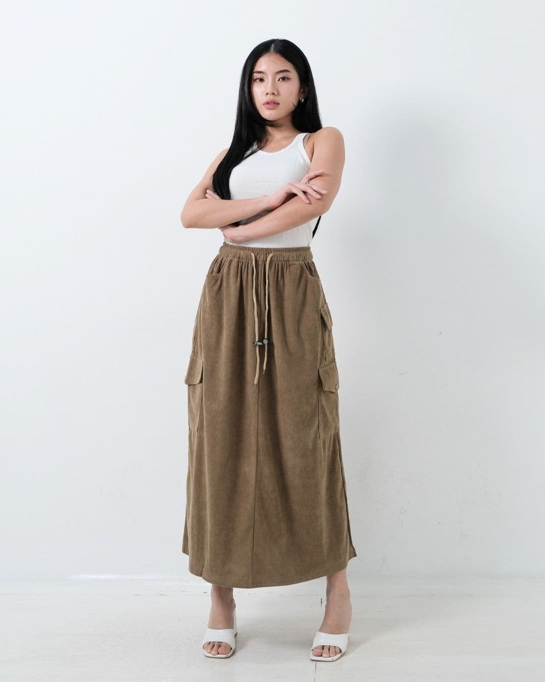 Collete Long Cargo Corduroy Cargo Skirt